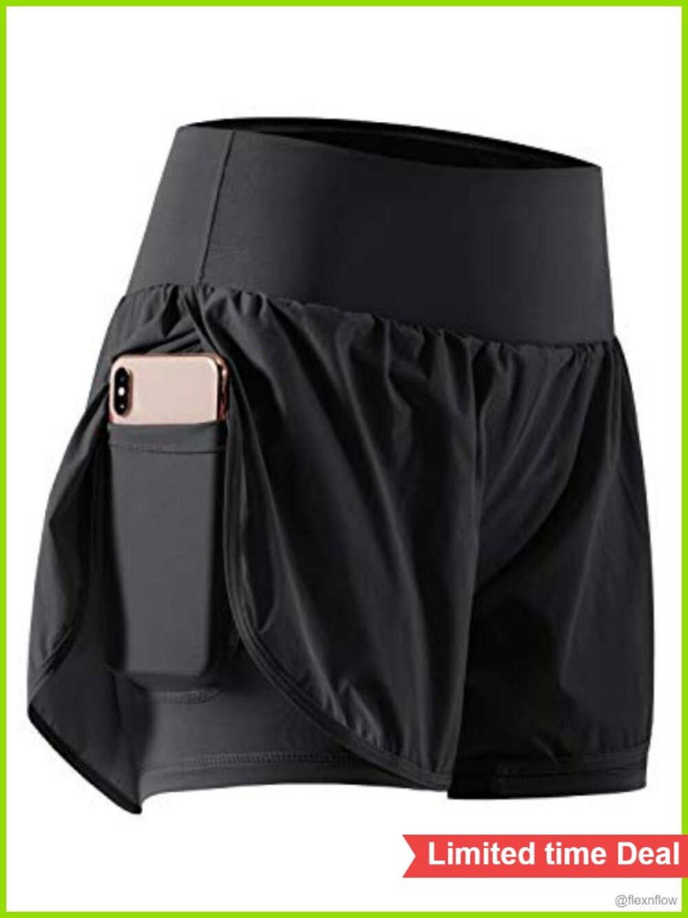 2 in 1 Workout Running Shorts with Phone Pocket Double Layer Athletic Gym